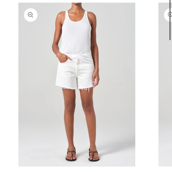 Agolde Parker Long Short White Organic Cotton Button Fly Raw Hem Sz 32 NEW - Picture 2 of 13